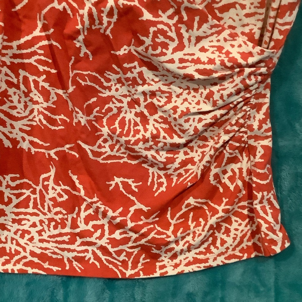 Talbots Coral Summer Women V-Neck crossover front top Size Medium Petite Resale - Picture 7 of 16